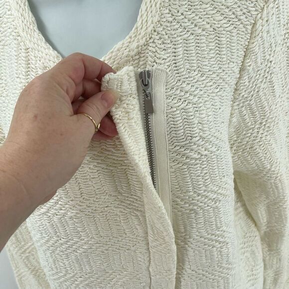 Loft cream jacket boho shacket chunky knit moto angle zip large - Picture 4 of 16
